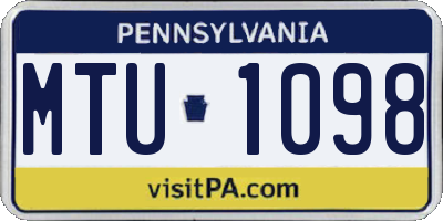 PA license plate MTU1098