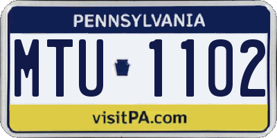 PA license plate MTU1102