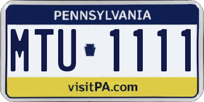PA license plate MTU1111