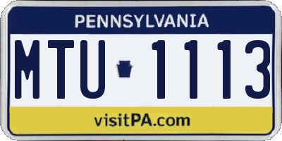 PA license plate MTU1113