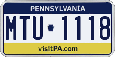 PA license plate MTU1118