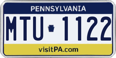 PA license plate MTU1122