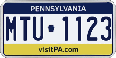PA license plate MTU1123