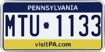 PA license plate MTU1133