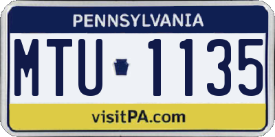 PA license plate MTU1135