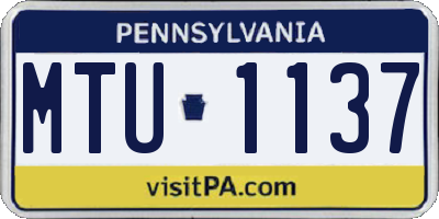 PA license plate MTU1137