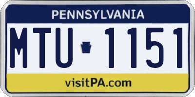 PA license plate MTU1151