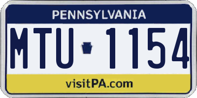 PA license plate MTU1154