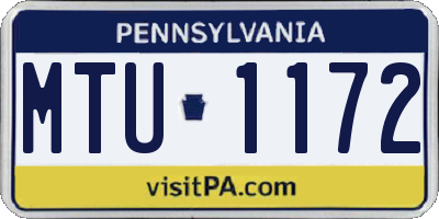 PA license plate MTU1172