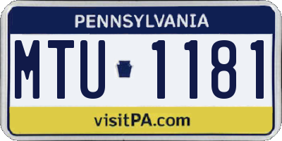 PA license plate MTU1181