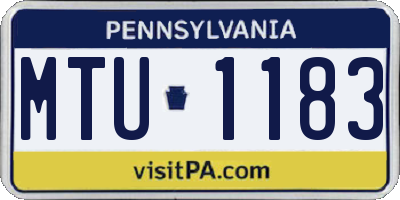 PA license plate MTU1183