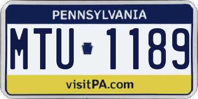 PA license plate MTU1189