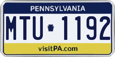 PA license plate MTU1192