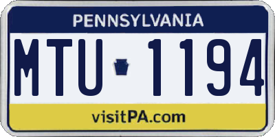 PA license plate MTU1194