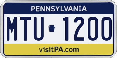 PA license plate MTU1200