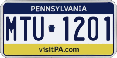 PA license plate MTU1201