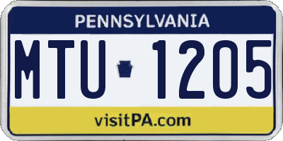 PA license plate MTU1205