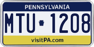 PA license plate MTU1208