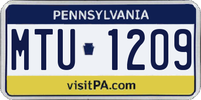 PA license plate MTU1209