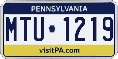 PA license plate MTU1219