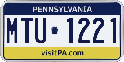 PA license plate MTU1221