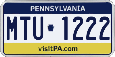 PA license plate MTU1222