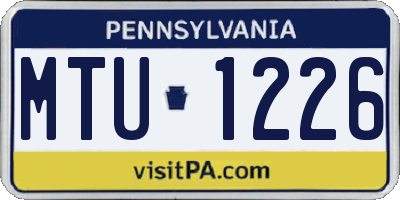 PA license plate MTU1226