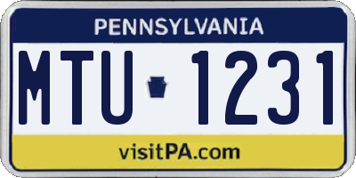 PA license plate MTU1231