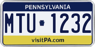 PA license plate MTU1232