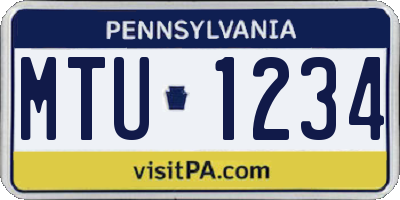 PA license plate MTU1234
