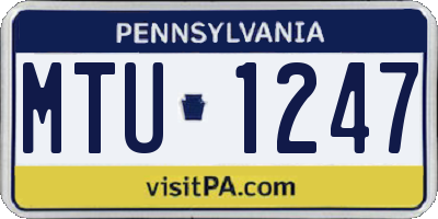 PA license plate MTU1247