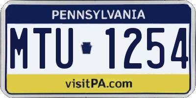 PA license plate MTU1254
