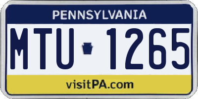 PA license plate MTU1265