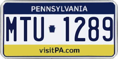 PA license plate MTU1289