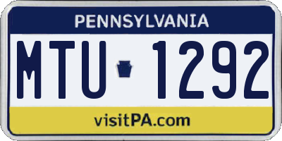 PA license plate MTU1292