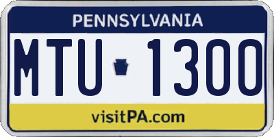 PA license plate MTU1300