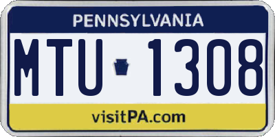 PA license plate MTU1308