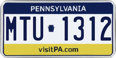 PA license plate MTU1312