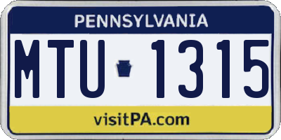 PA license plate MTU1315