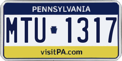 PA license plate MTU1317