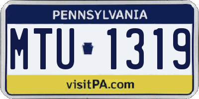 PA license plate MTU1319