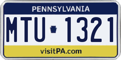 PA license plate MTU1321