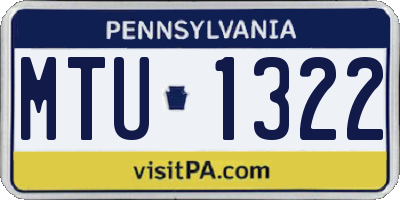 PA license plate MTU1322