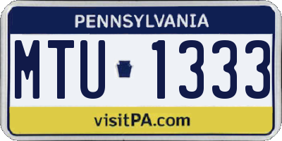 PA license plate MTU1333