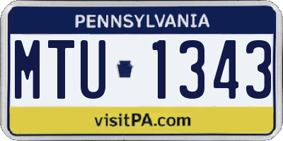 PA license plate MTU1343