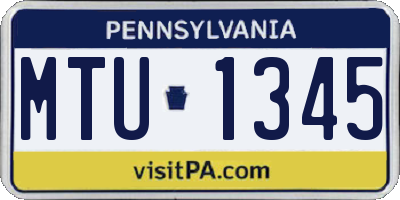 PA license plate MTU1345
