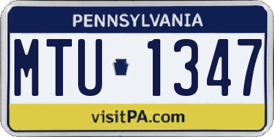 PA license plate MTU1347