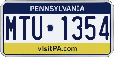 PA license plate MTU1354