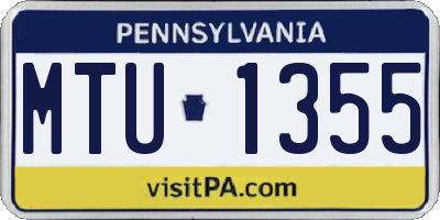 PA license plate MTU1355