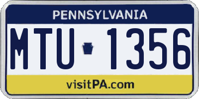 PA license plate MTU1356